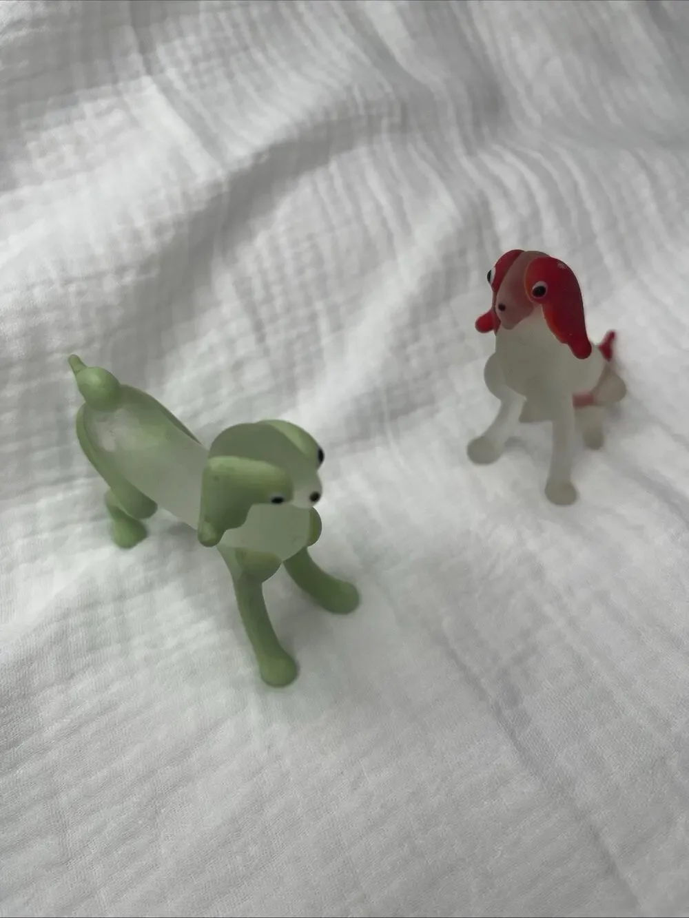 Italy Murano Style Blown Glass Spaniels, Dog Figurines- VINTAGE
